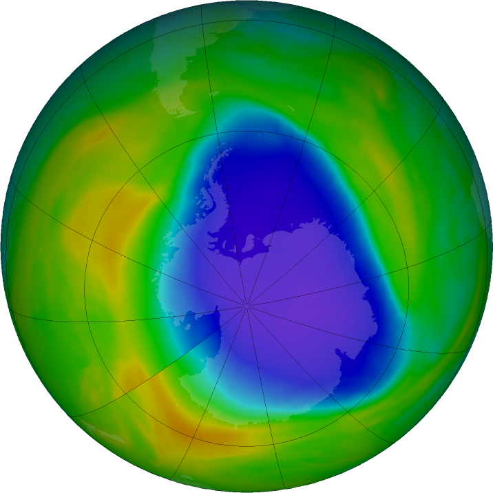 Antarctic ozone map for 03 November 2023